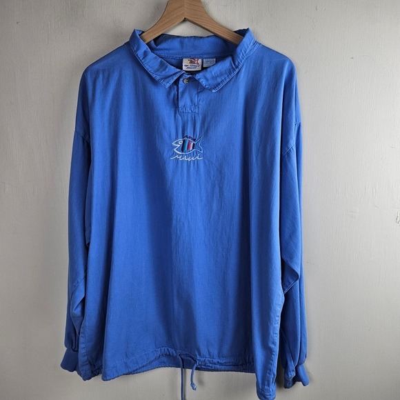 Sgt Leisure Hawaii Pullover Top S‎ Blue Embroidered Fish Maui - Picture 2 of 8